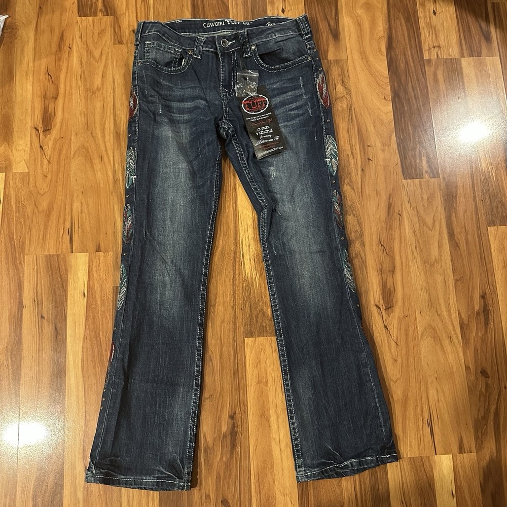 NWT Cowgirl Tuff Western Denim Brave Wings Floral Embroidery Jeans 33x31